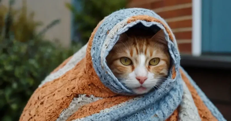 cat burrow under blanket 
