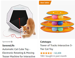 Cat burrow 
cat toys 