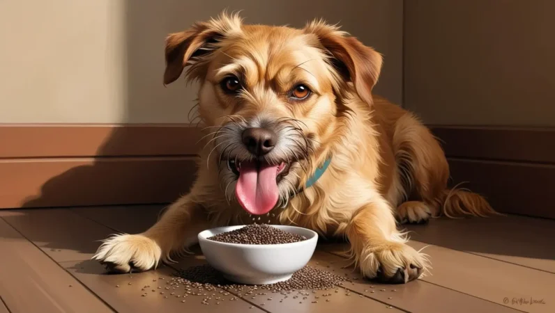 OLD DOG EATING CHIA SEEDS 