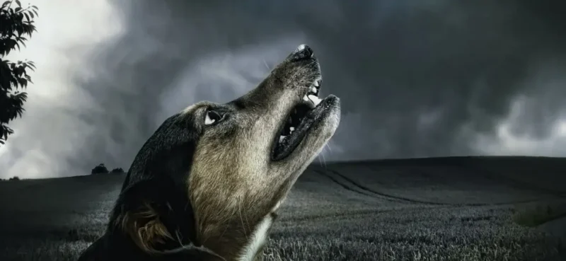 dog howling in night 